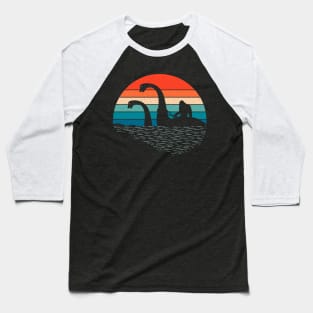 Bigfoot Riding Loch Ness Monster Baseball T-Shirt